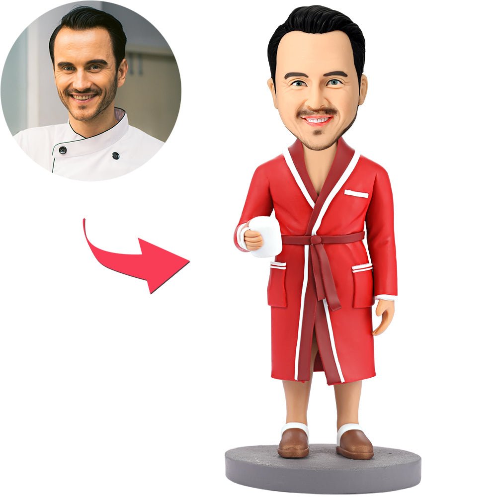 Personalized Custom Man Wearing Red Robe Bobblehead with Engraved Text
