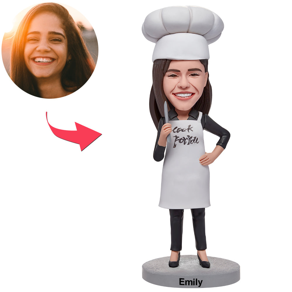 Personalized Custom Female Chef Cook Bobblehead