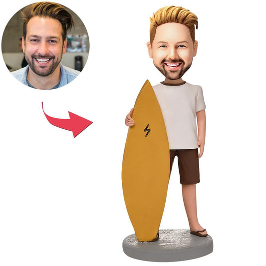 Personalized Custom Man with Surfboard Bobblehead