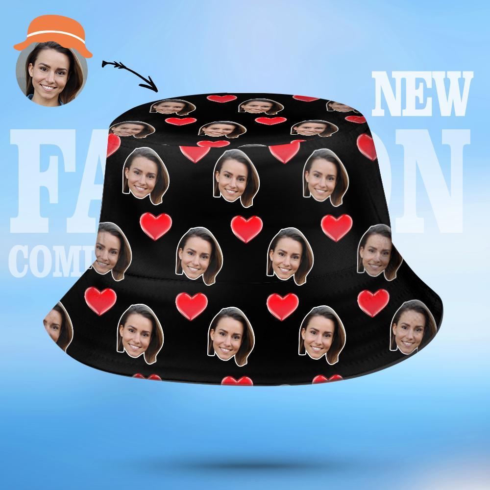Personalized Custom Face Photo Hearts Bucket Hat