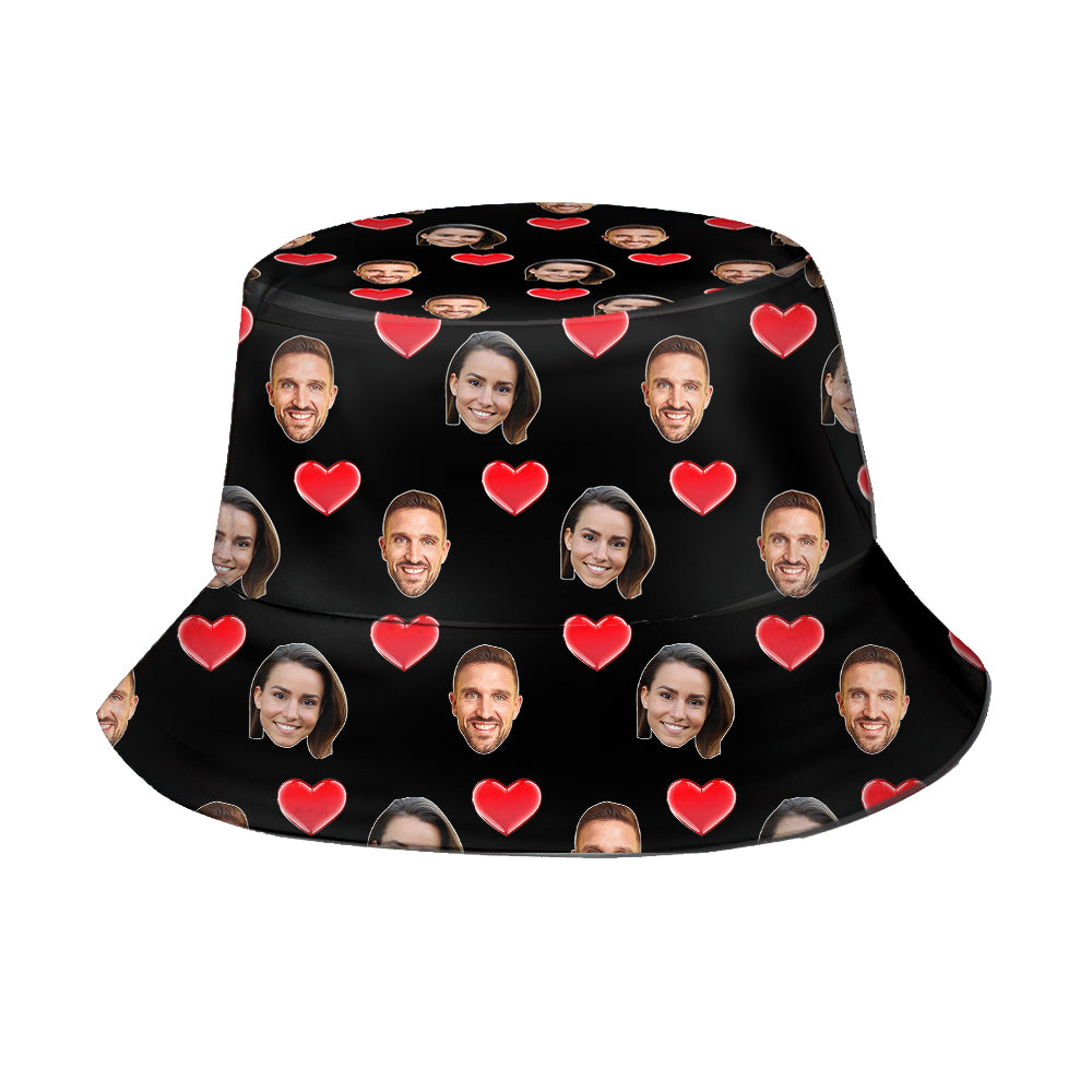 Personalized Custom Face Photo Hearts Bucket Hat
