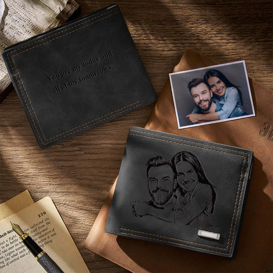 Men's Personalized Custom Engraved Photo Bifold Wallet - Premium wallet from Gift Me A Break - Just $21.99! Shop now at giftmeabreak