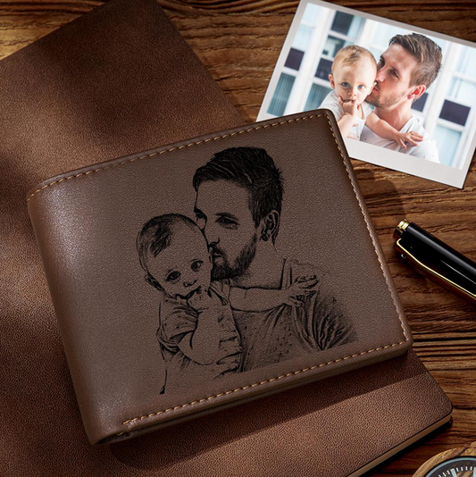 Men's Personalized Custom Engraved Photo Billfold Wallet PU Leather - Premium wallet from Gift Me A Break - Just $21.99! Shop now at giftmeabreak