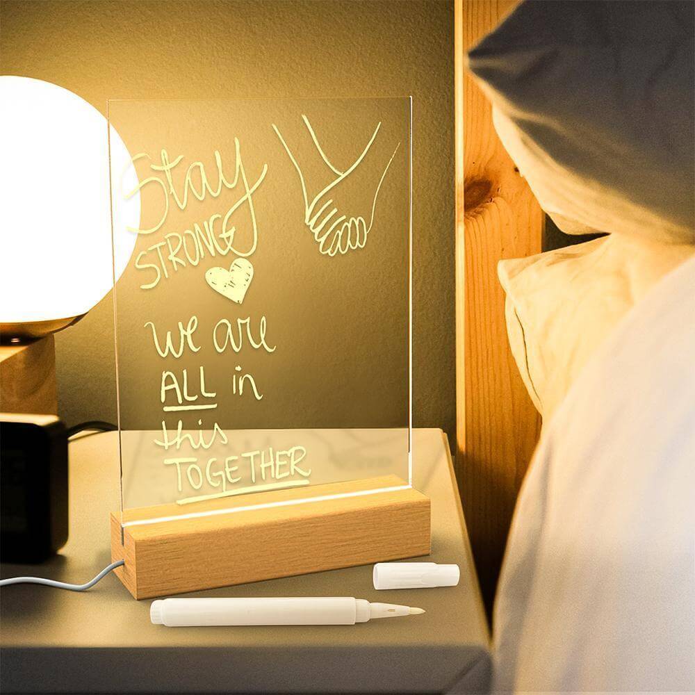 Personalized Custom Acrylic Handwriting Message Board with Pen Night Light