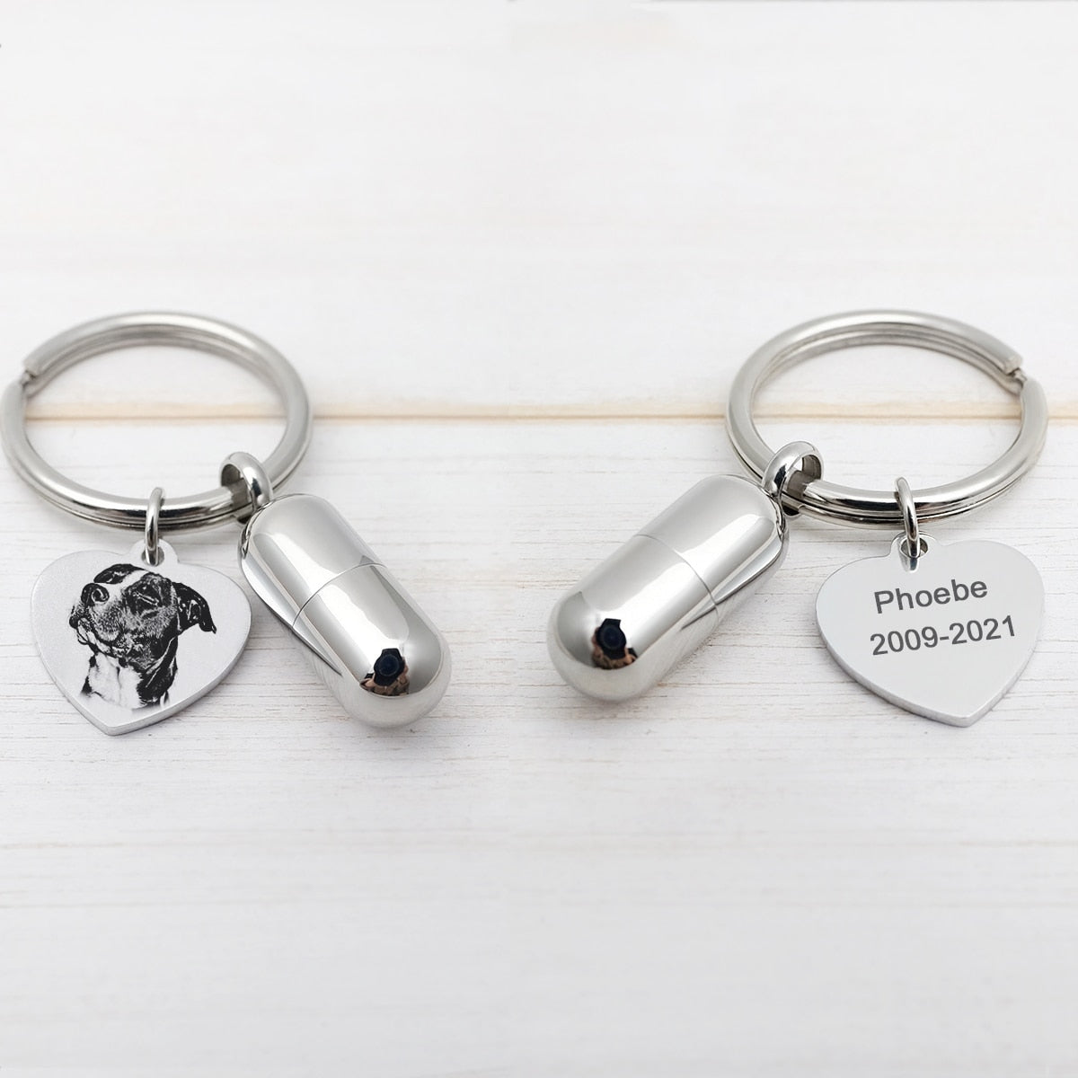 Personalized Heart Shaped Pet Photo Dog Bone Urn Keychain - Premium keychain from Gift Me A Break - Just $9.99! Shop now at giftmeabreak