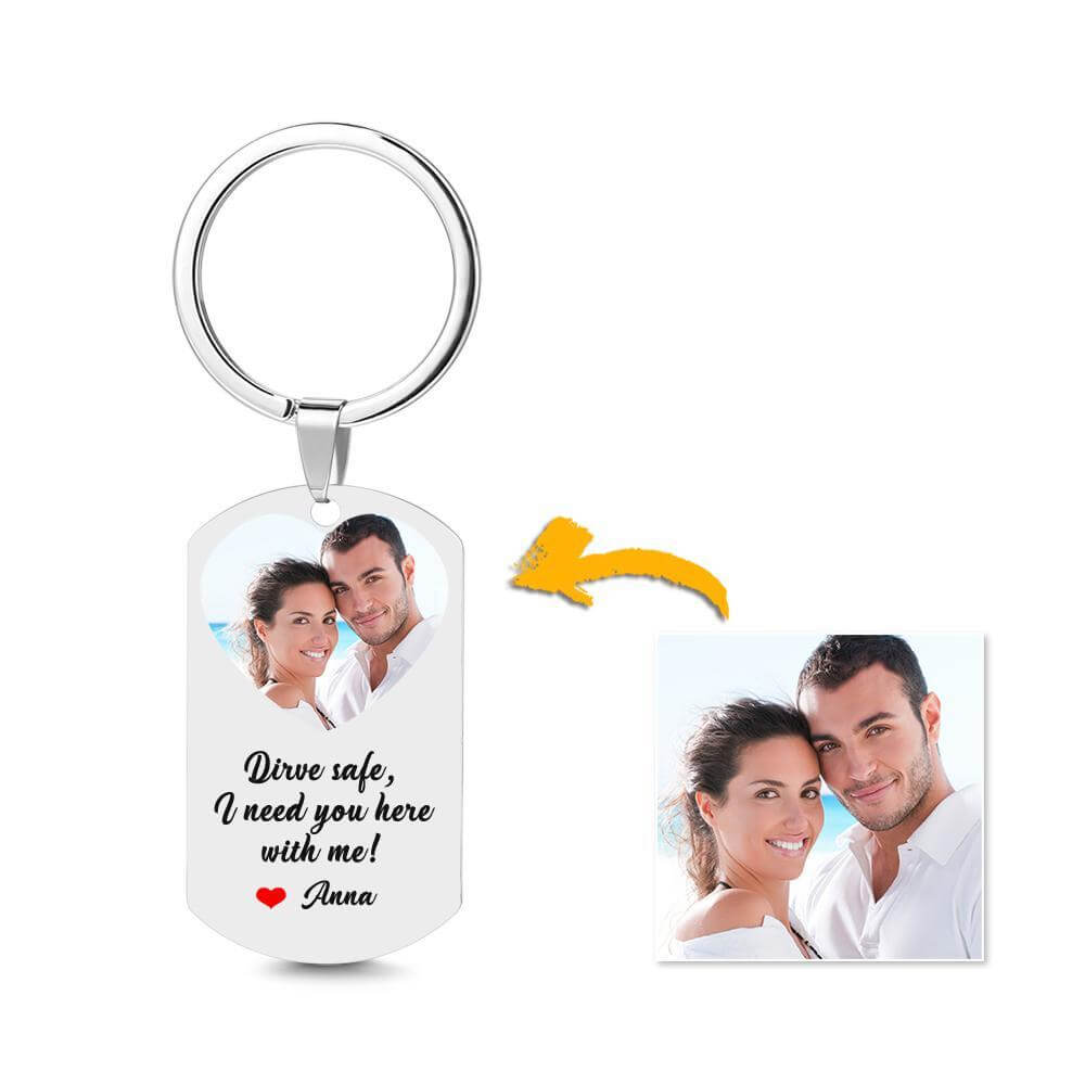 Personalized Custom Drive Safe I Need You Here with Me Keychain
