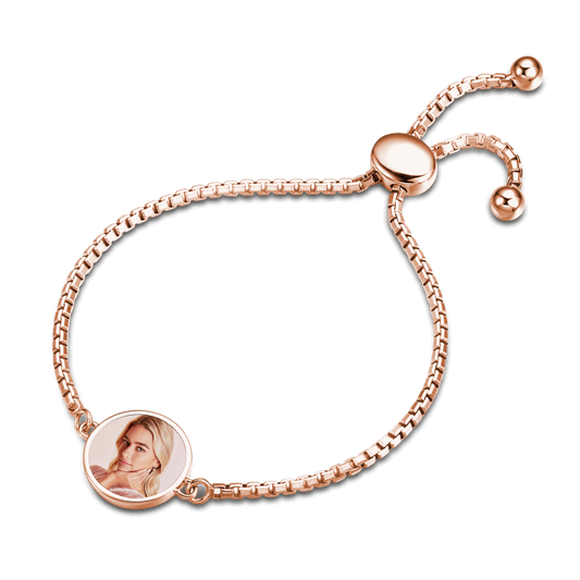Personalized Custom Circle Photo Bracelet for Women
