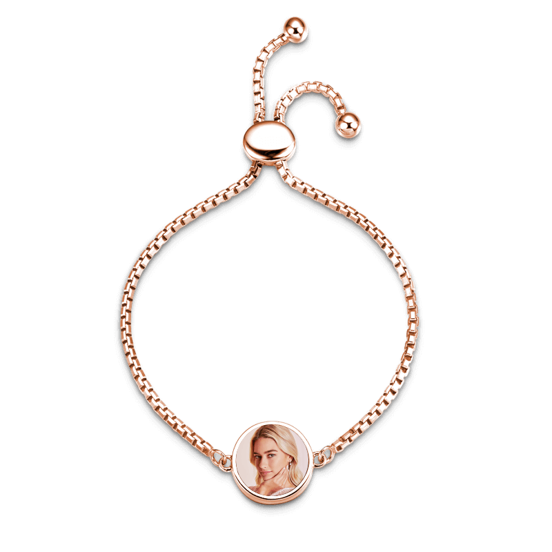 Personalized Custom Circle Photo Bracelet for Women