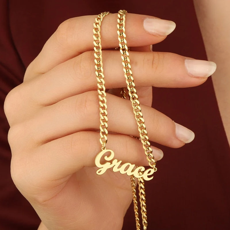 Personalized Stainless Steel Cuban Chain Customized Name Necklace - Premium necklace from giftmeabreak - Just $32.99! Shop now at giftmeabreak