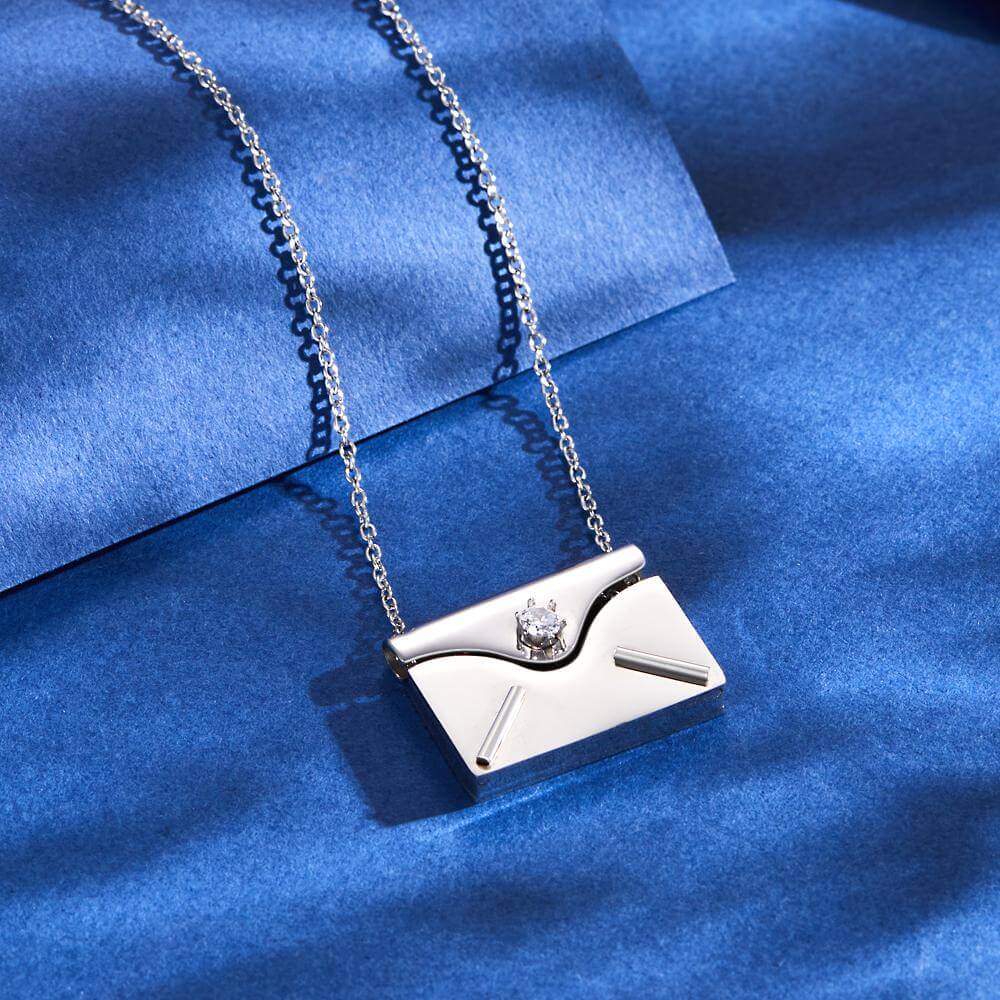 Personalized Custom Engraved Secret Message Envelope Necklace