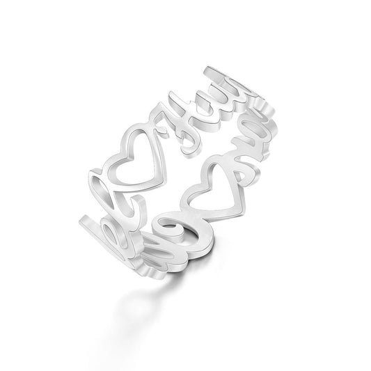 Personalized Custom Heart-Shaped Double Names Ring