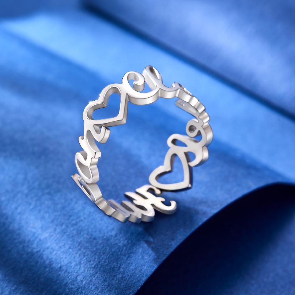 Personalized Custom Heart-Shaped Double Names Ring