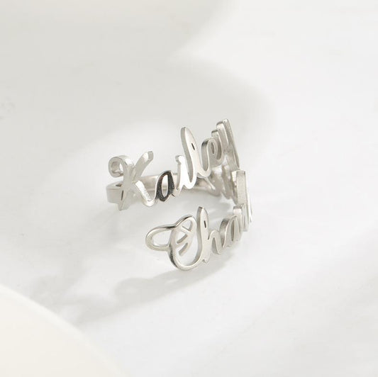 Personalized Custom Two Names Stainless Steel Open Ring - Premium ring from Gift Me A Break - Just $19.99! Shop now at giftmeabreak