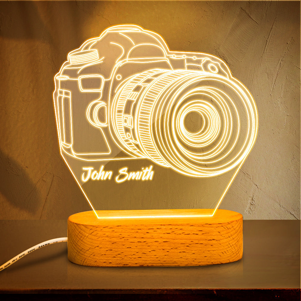 Personalized Name 3D Camera Photographer Acrylic Night Light - Premium light from MadeMine - Just $18.99! Shop now at giftmeabreak