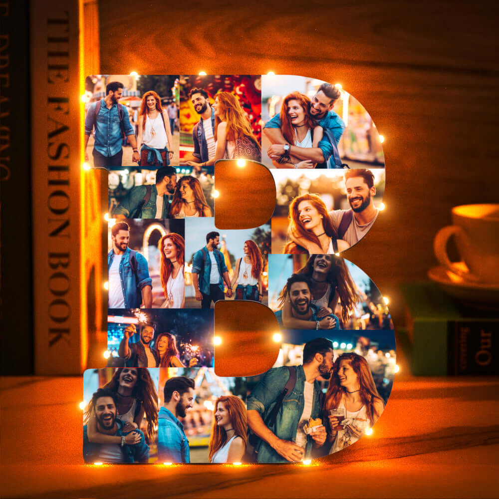 Personalized A-Z Letter Shaped Night Light with 10 Pictures