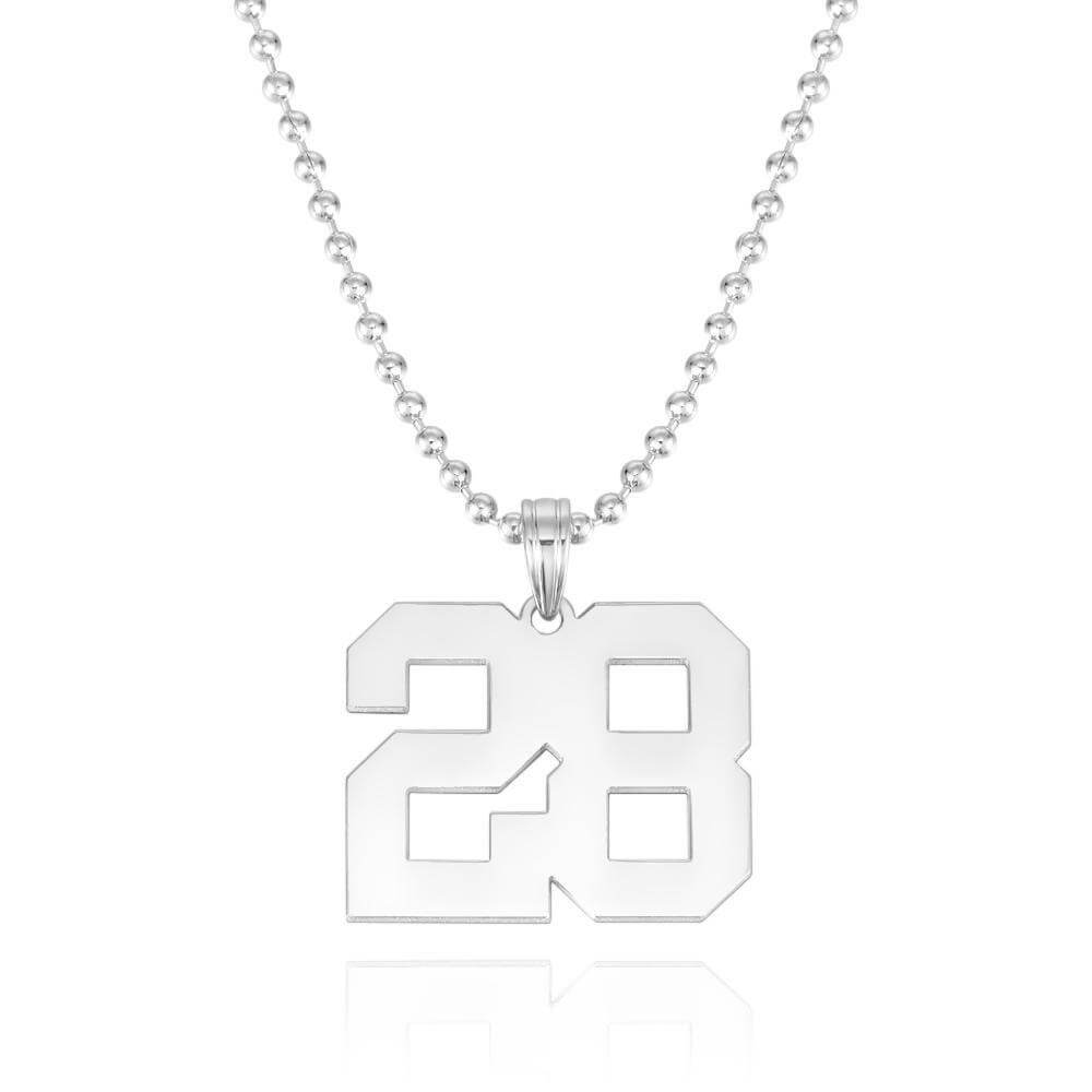 Men's Sterling Silver Custom Sports Football Number Pendant Necklace