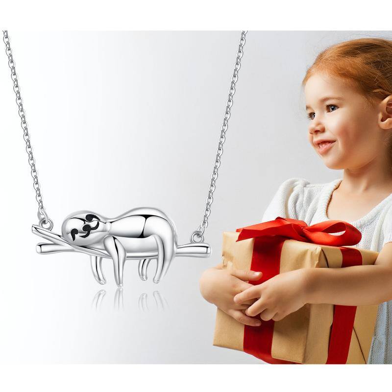 Sterling Silver Cute Relaxing Sloth Pendant Necklace - Premium necklace from Gift Me A Break - Just $38.99! Shop now at giftmeabreak