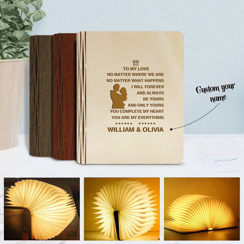 To My Love Custom Folding Book Lamp Wood Engraved Light - Premium light from MadeMine - Just $19.99! Shop now at giftmeabreak