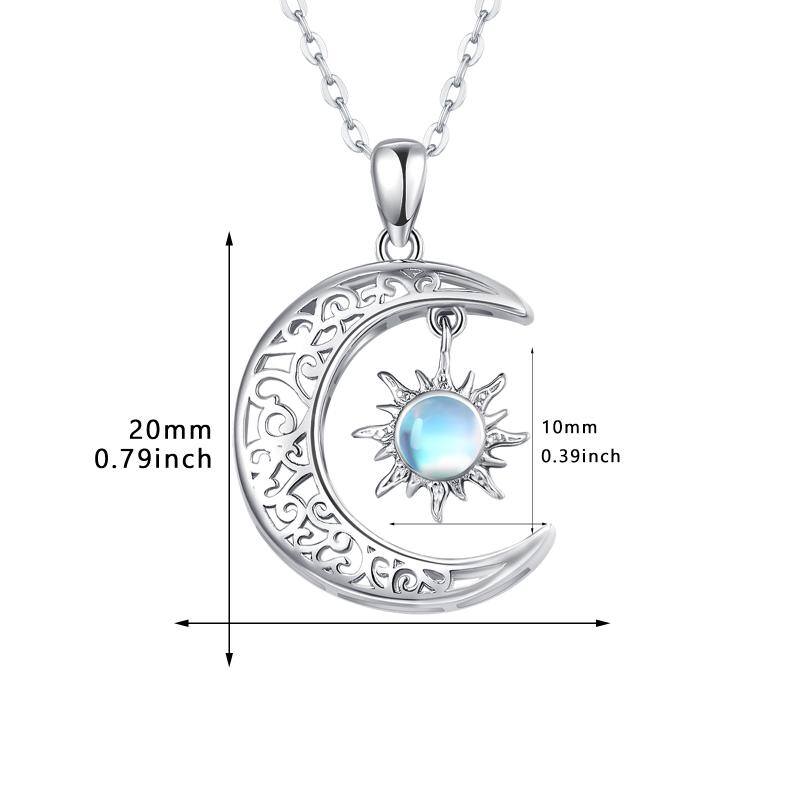 Sterling Silver Moon and Sun Moonstone Pendant Necklace