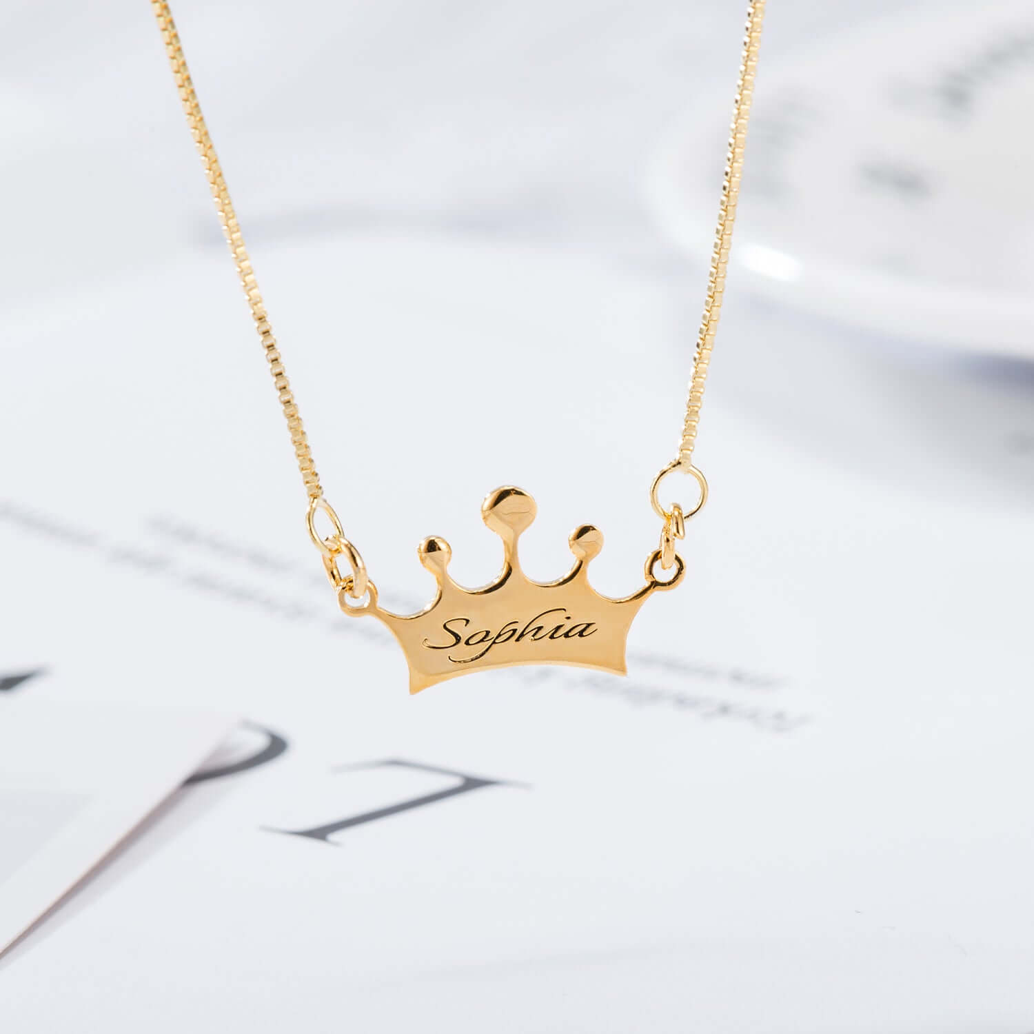Noble Crown Lettering Custom Name Necklace