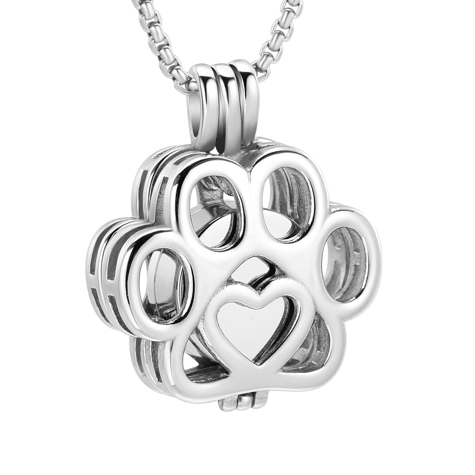 Stainless Steel Hollow Pet Paw Urn Pendant Memorial Necklace - Premium necklace from Gift Me A Break - Just $32.99! Shop now at giftmeabreak