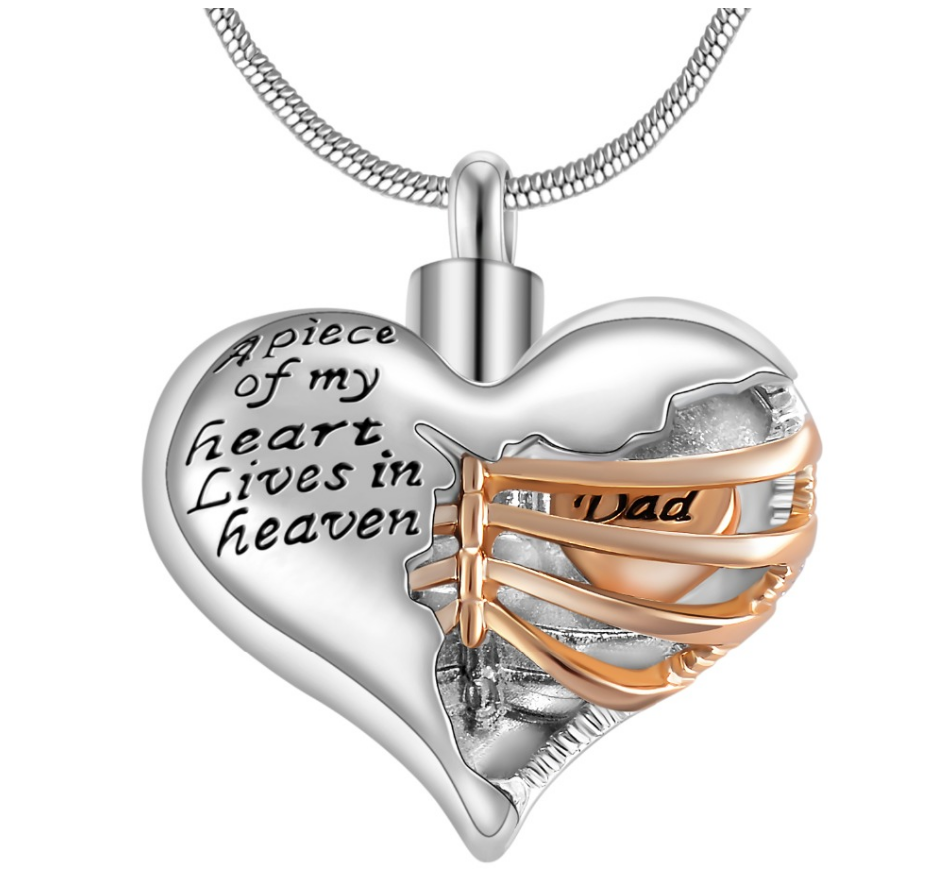 Stainless Steel Custom Heart Crematory Necklace Keepsake