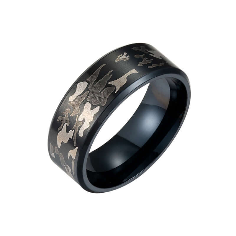 Men's Camouflage Tri-color Military Fan Titanium Steel Ring