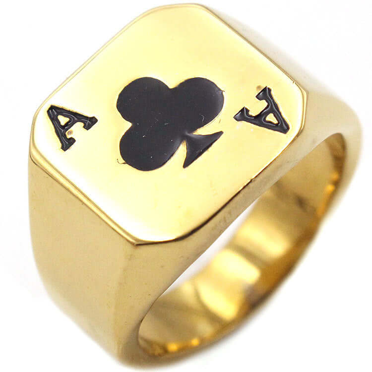 Men's Titanium Steel Ace of Spades Poker Statement Ring