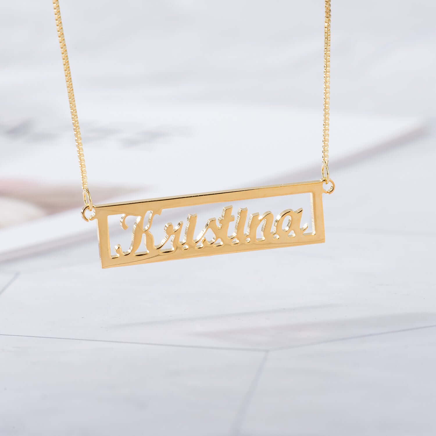 Dazzling Personalized Custom Framed Name Necklace