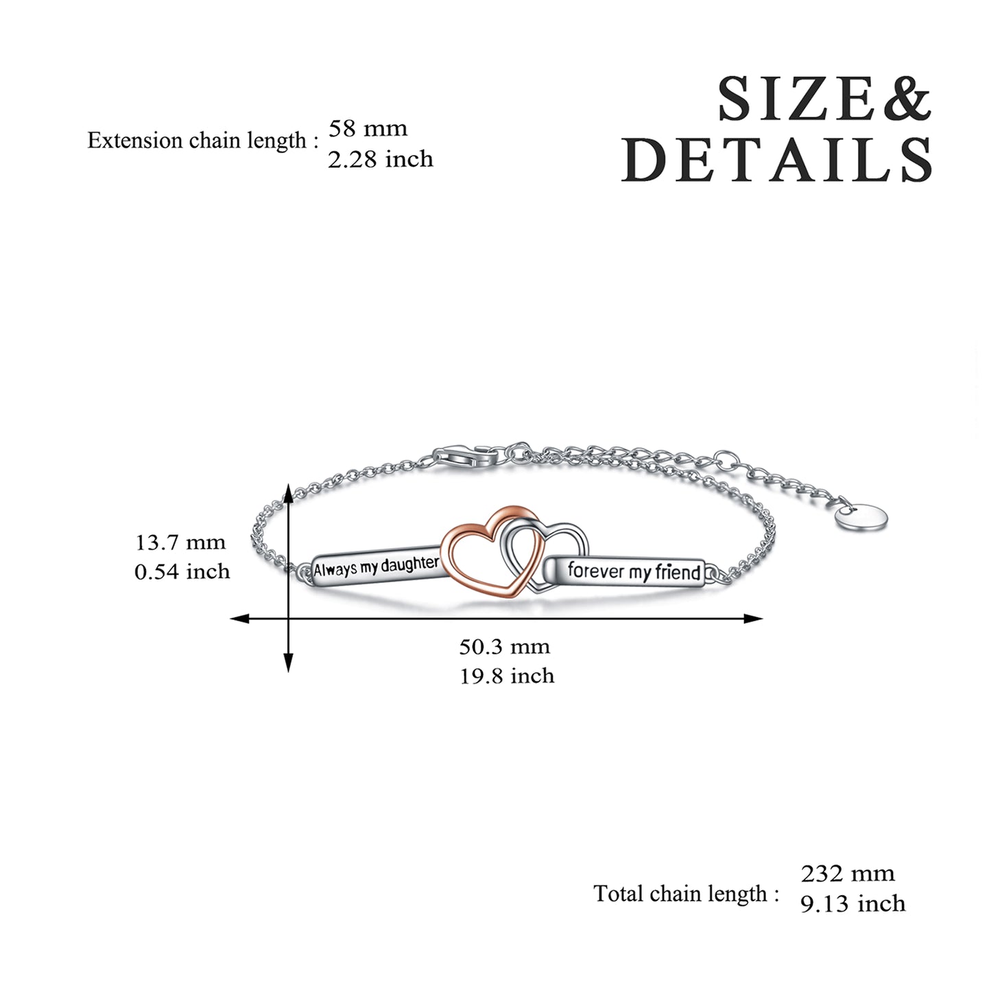 Sterling Silver Daughter Inspirational Adjustable Bracelet - Premium bracelet from giftmeabreak - Just $45.99! Shop now at giftmeabreak