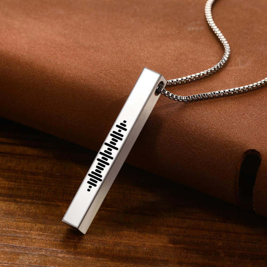 Personalized Custom Engraved Stainless Steel Scannable Music 3D Vertical Bar Necklace