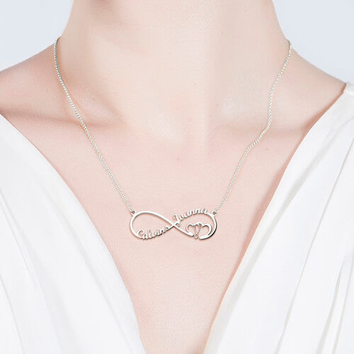 Personalized Infinity Heart in Heart 2 Name Necklace - Premium necklace from Gift Me A Break - Just $24.99! Shop now at giftmeabreak