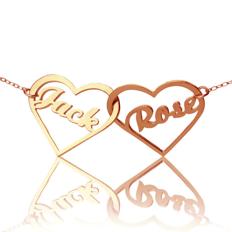 Personalized Double Heart Name Necklace