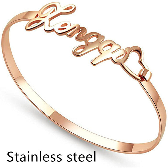 Personalized Custom Stainless Steel Name Bangle Bracelet