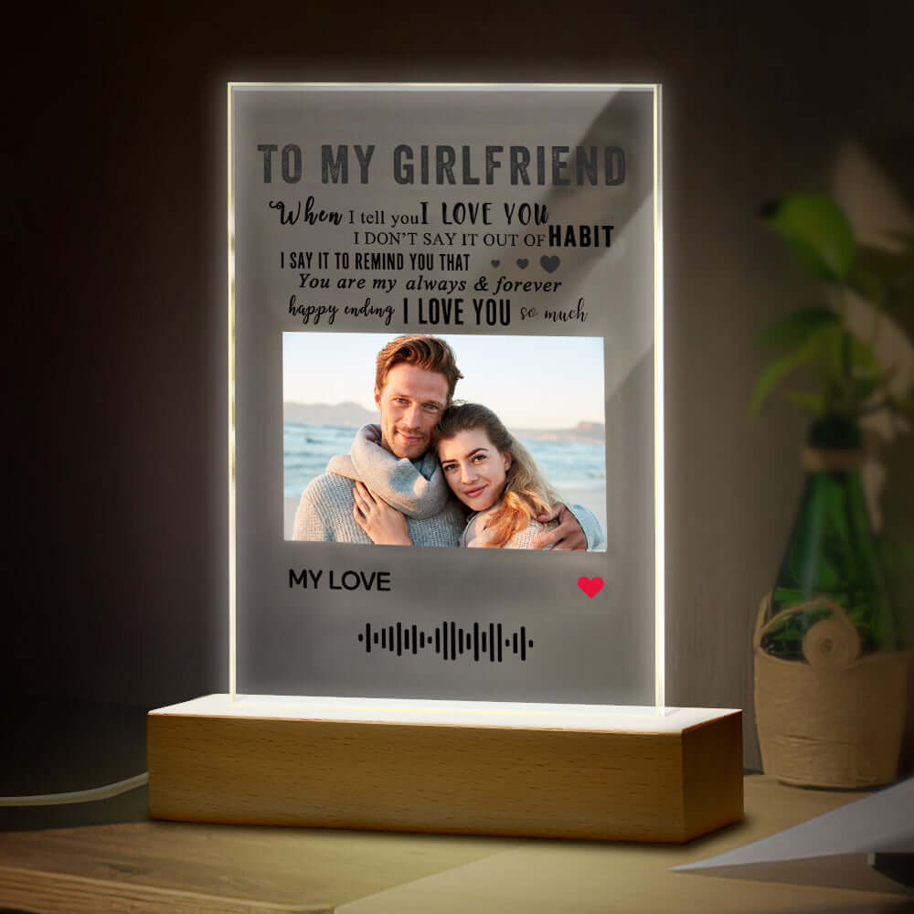 Personalized "To My Girlfriend" Photo Scannable Music Album Plaque Night Light