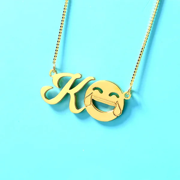 Personalized Initial Emoji Necklace - Premium women's necklace from Gift Me A Break - Just $32.99! Shop now at giftmeabreak