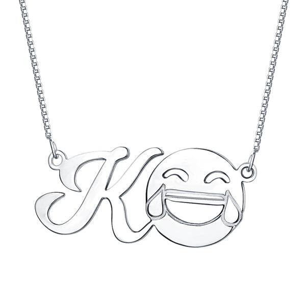 Personalized Initial Emoji Necklace - Premium women's necklace from Gift Me A Break - Just $32.99! Shop now at giftmeabreak