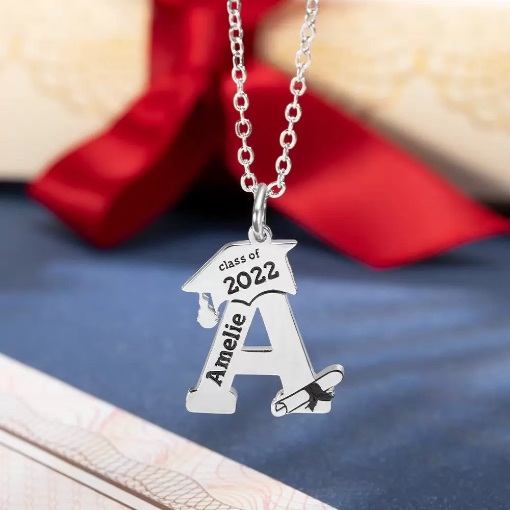 Personalized Stainless Steel/Silver Graduation Necklace - Premium necklace from Gift Me A Break - Just $18.99! Shop now at giftmeabreak