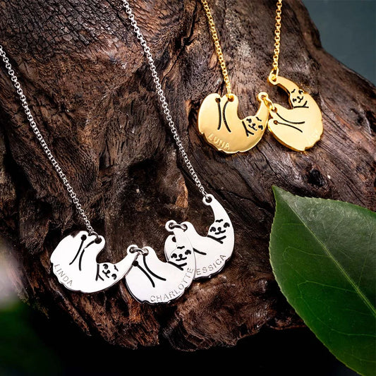 Personalized Sloth Family Necklace - Premium necklace from Gift Me A Break - Just $24.99! Shop now at giftmeabreak