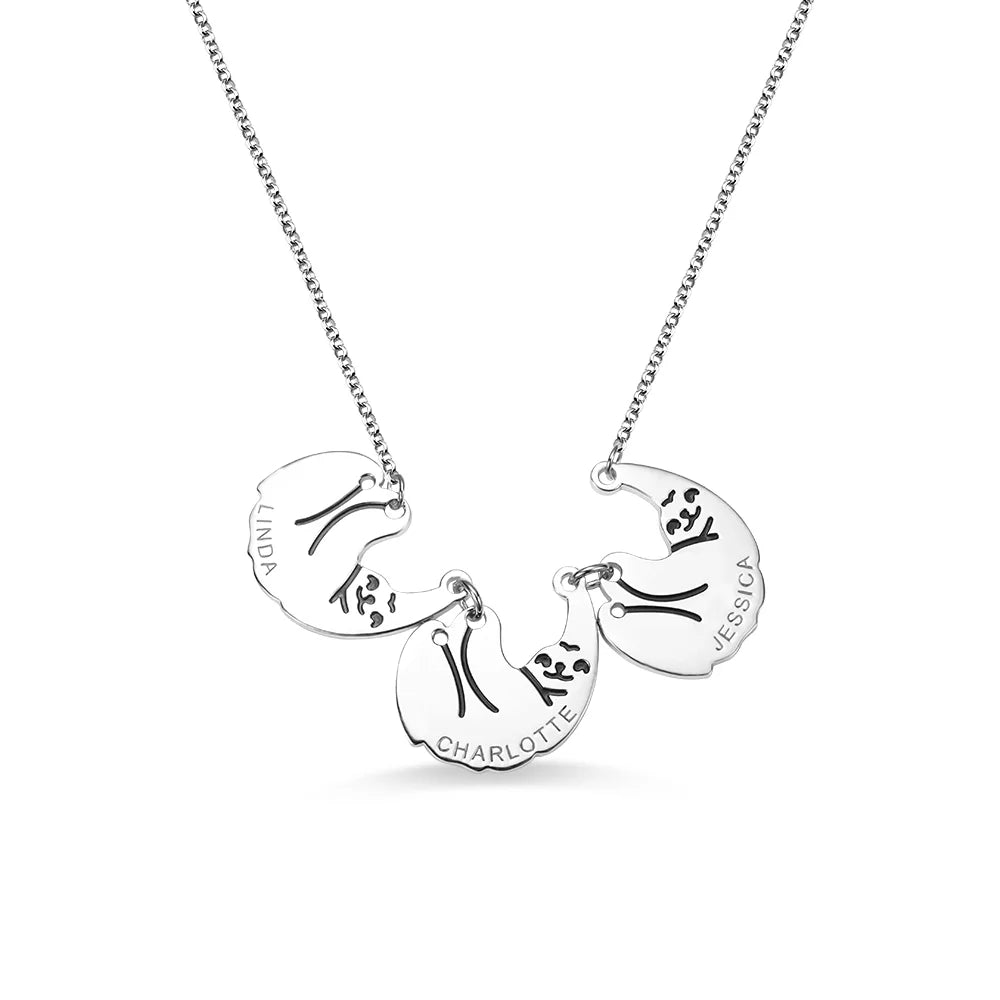 Personalized Sloth Family Necklace - Premium necklace from Gift Me A Break - Just $24.99! Shop now at giftmeabreak