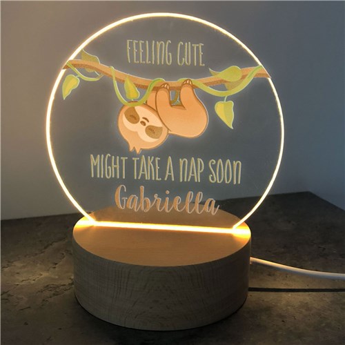 Personalized Feeling Cute Sloth Round Light Up Sign - Premium light from GPS - Just $34.99! Shop now at giftmeabreak