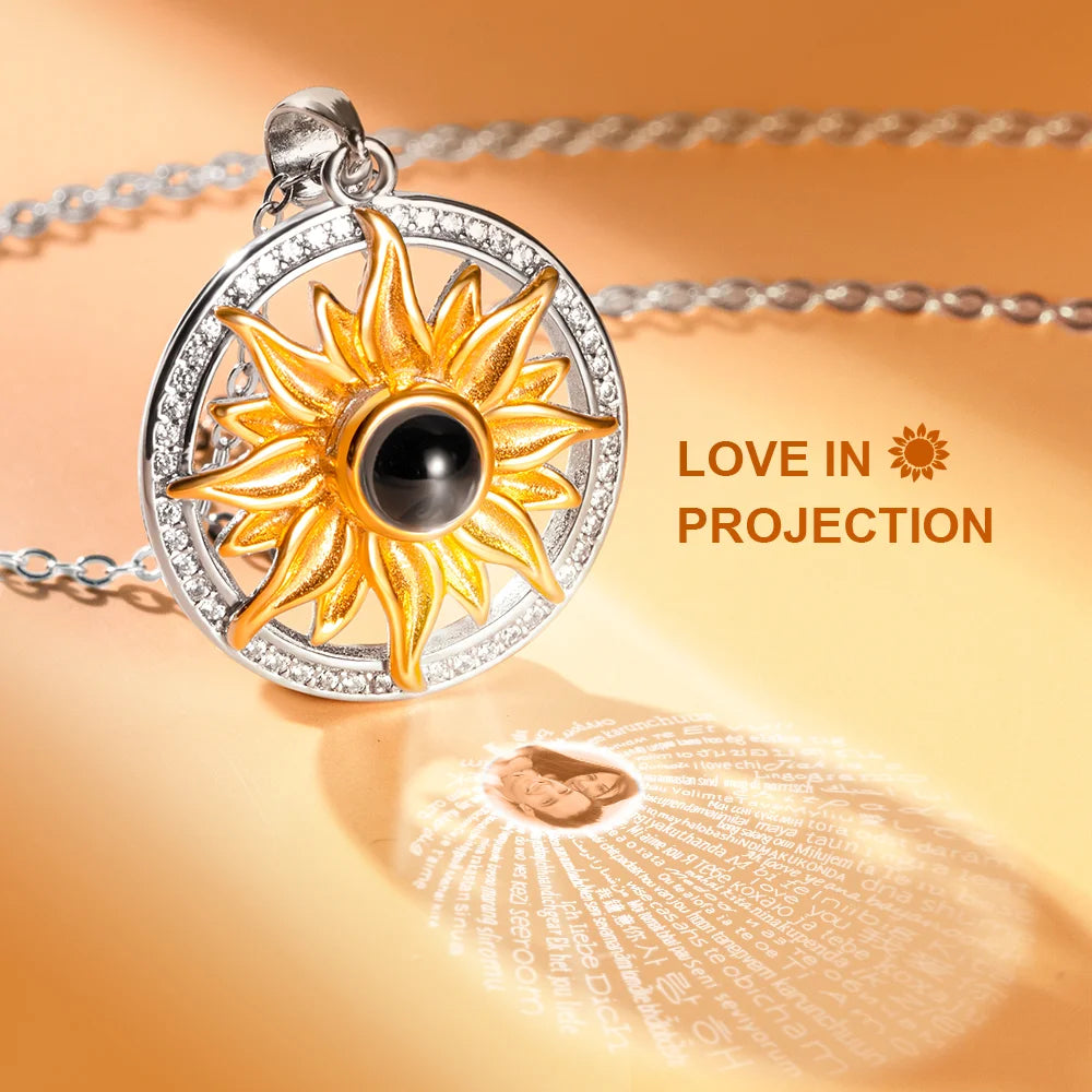 Personalized Sunflower Projection Necklace